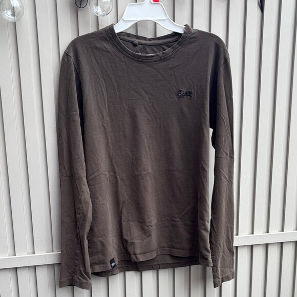 Diesel 100% Cotton Men's Dark Brown Embroidered Long Sleeve Tee - Picture 1 of 7